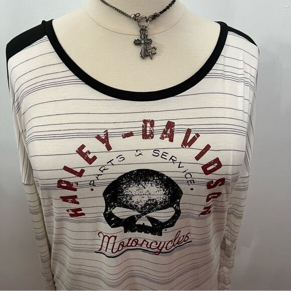 NWOT Harley Davidson Skull Front Plus Size Raglan Jersey -- 1X - Picture 4 of 12